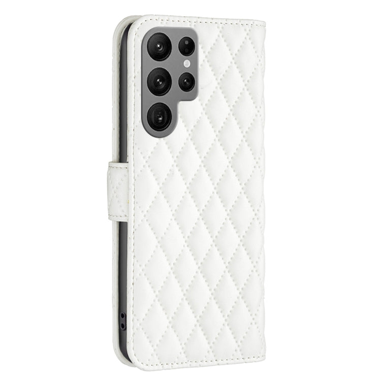 For Samsung Galaxy S25 Ultra 5G Diamond Lattice Wallet Flip Leather Phone Case(White)
