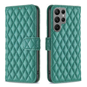 For Samsung Galaxy S25 Ultra 5G Diamond Lattice Wallet Flip Leather Phone Case(Green)