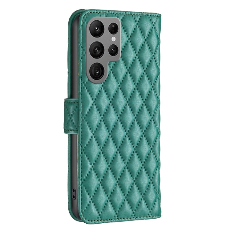 For Samsung Galaxy S25 Ultra 5G Diamond Lattice Wallet Flip Leather Phone Case(Green)