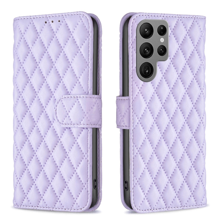 For Samsung Galaxy S25 Ultra 5G Diamond Lattice Wallet Flip Leather Phone Case(Purple)