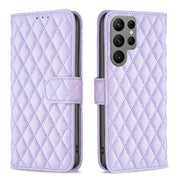 For Samsung Galaxy S25 Ultra 5G Diamond Lattice Wallet Flip Leather Phone Case(Purple)