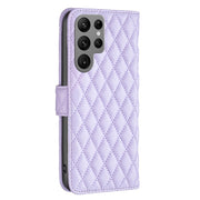 For Samsung Galaxy S25 Ultra 5G Diamond Lattice Wallet Flip Leather Phone Case(Purple)