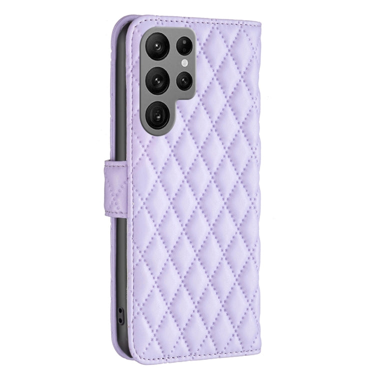 For Samsung Galaxy S25 Ultra 5G Diamond Lattice Wallet Flip Leather Phone Case(Purple)