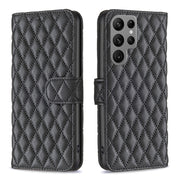 For Samsung Galaxy S25 Ultra 5G Diamond Lattice Wallet Flip Leather Phone Case(Black)