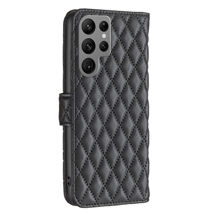 For Samsung Galaxy S25 Ultra 5G Diamond Lattice Wallet Flip Leather Phone Case(Black)