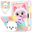 For iPad Air 11 2025 / 2024 Cat Holder Silicone Hybrid PC Tablet Case with Strap(Colorful Rose Gold) - iPad Air 11 2025 / 2024 Cases by PMC TechLife | Online Shopping South Africa | PMC TechLife | Buy Now Pay Later Mobicred