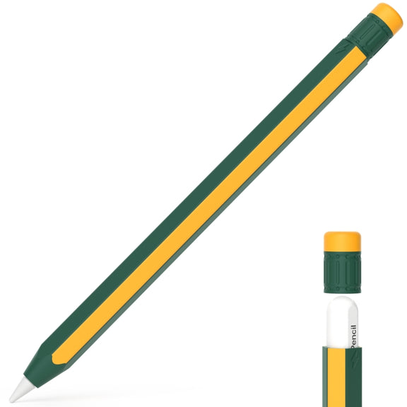 For Apple Pencil 2 / Pencil Pro Colorful Pencil Style Stylus Silicone Protective Case(Green Yellow)