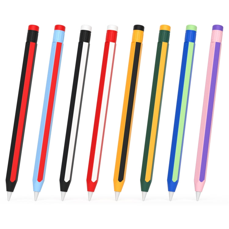For Apple Pencil 2 / Pencil Pro Colorful Pencil Style Stylus Silicone Protective Case(Red White)