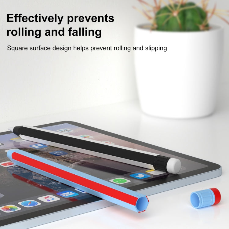 For Apple Pencil 2 / Pencil Pro Colorful Pencil Style Stylus Silicone Protective Case(Red White)