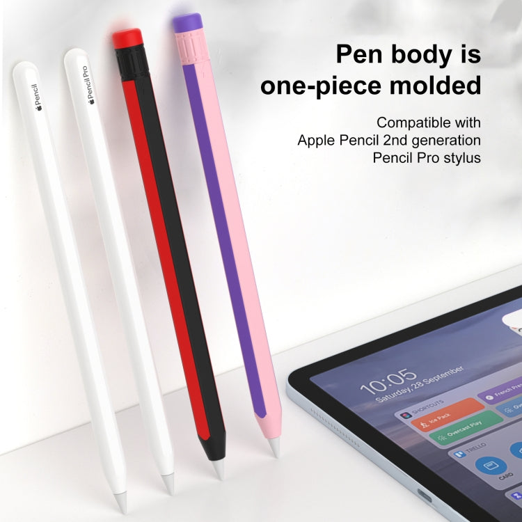 For Apple Pencil 2 / Pencil Pro Colorful Pencil Style Stylus Silicone Protective Case(Green Yellow)