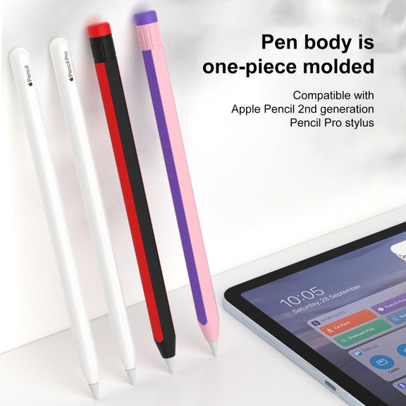 For Apple Pencil 2 / Pencil Pro Colorful Pencil Style Stylus Silicone Protective Case(Yellow Black)