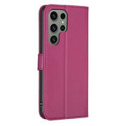 For Samsung Galaxy S25 Ultra 5G Four-leaf Embossed Leather Phone Case(Rose Red)