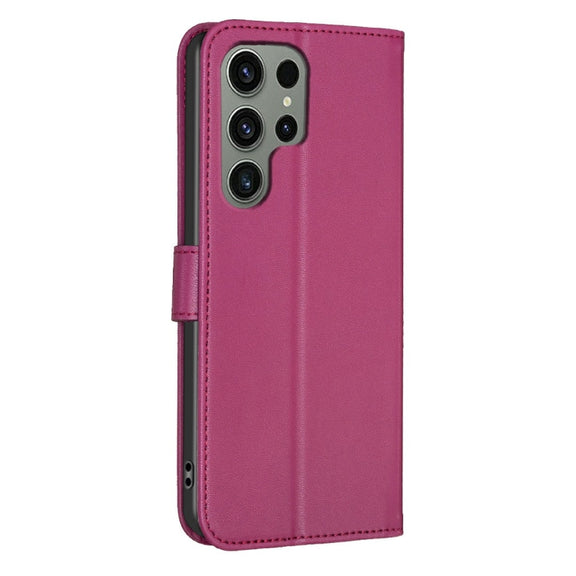 For Samsung Galaxy S25 Ultra 5G Four-leaf Embossed Leather Phone Case(Rose Red)