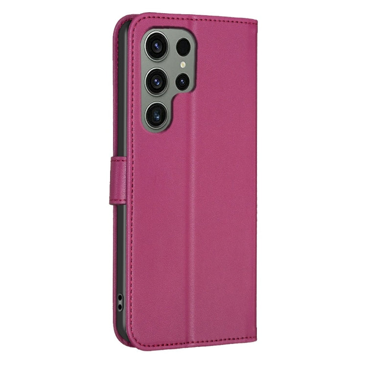 For Samsung Galaxy S25 Ultra 5G Four-leaf Embossed Leather Phone Case(Rose Red)