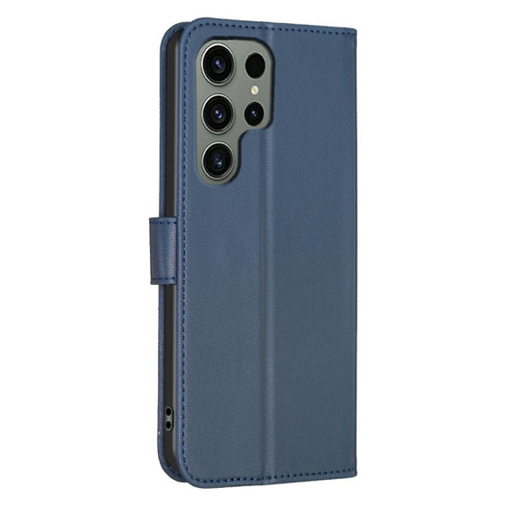 For Samsung Galaxy S25 Ultra 5G Four-leaf Embossed Leather Phone Case(Blue)