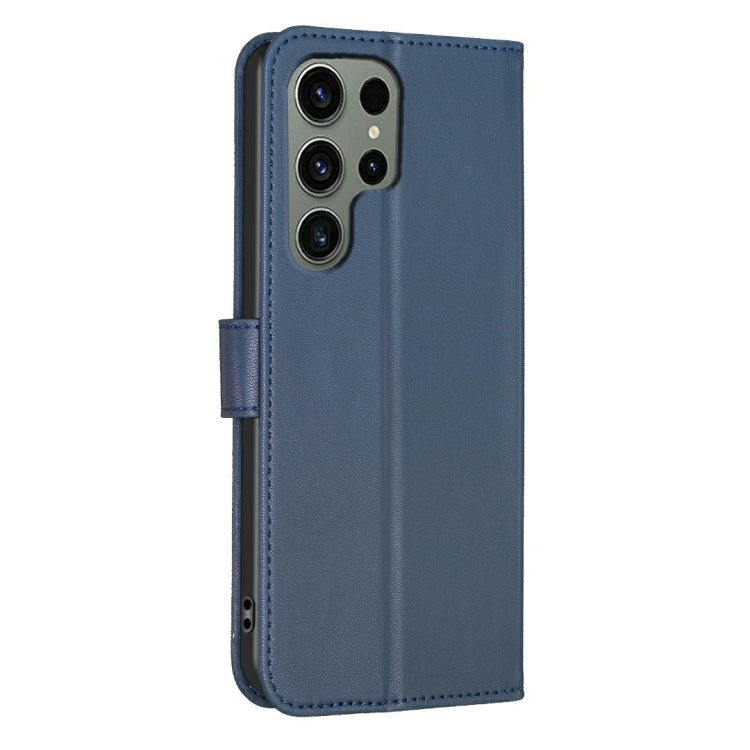 For Samsung Galaxy S25 Ultra 5G Four-leaf Embossed Leather Phone Case(Blue)