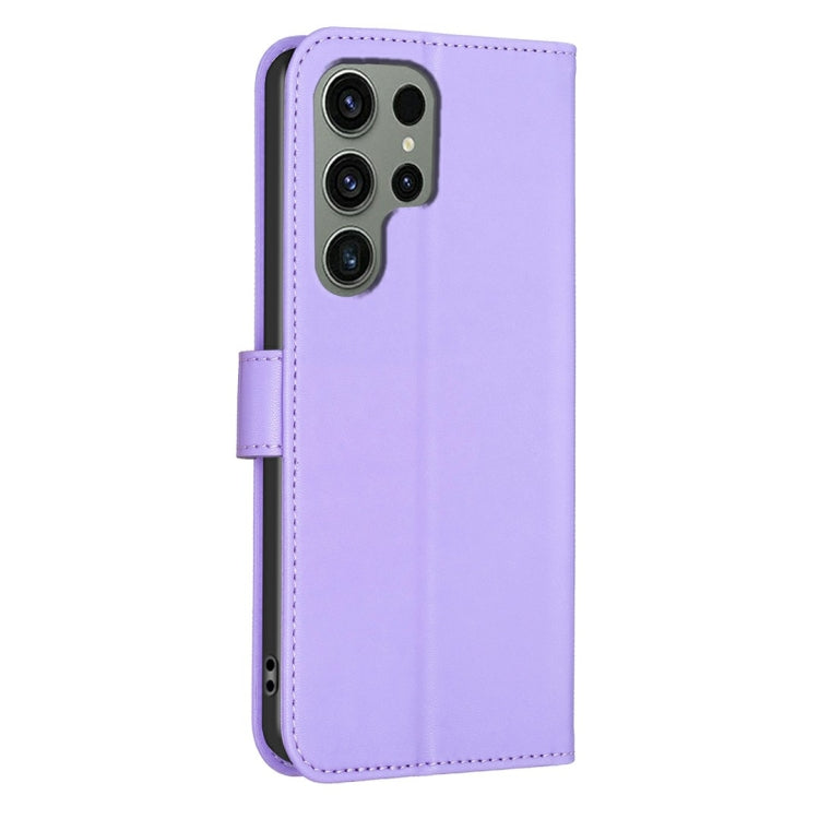 For Samsung Galaxy S25 Ultra 5G Four-leaf Embossed Leather Phone Case(Purple)