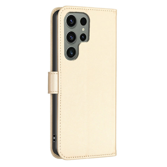 For Samsung Galaxy S25 Ultra 5G Four-leaf Embossed Leather Phone Case(Gold)