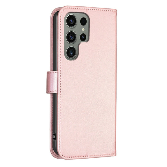 For Samsung Galaxy S25 Ultra 5G Four-leaf Embossed Leather Phone Case(Pink)