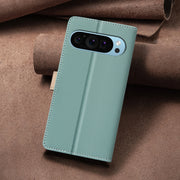 For Google Pixel 9 Color Matching RFID Anti-theft Leather Phone Case(Green)