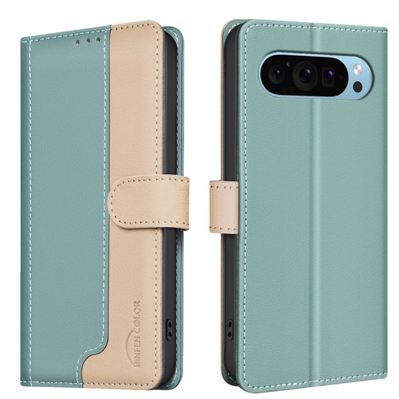 For Google Pixel 9 Color Matching RFID Anti-theft Leather Phone Case(Green)