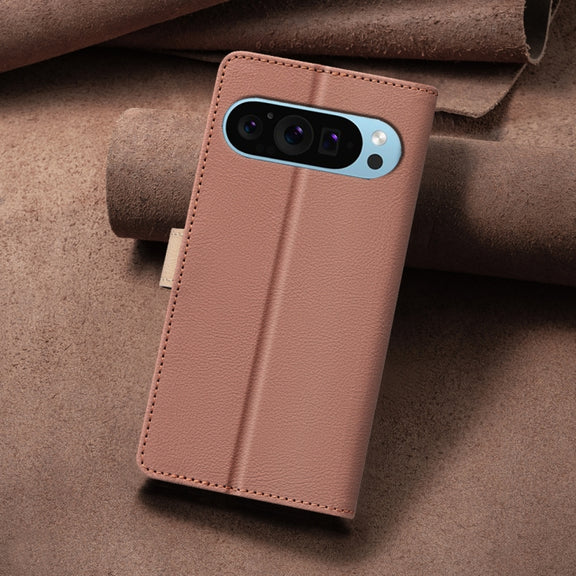 For Google Pixel 9 Color Matching RFID Anti-theft Leather Phone Case(Brown)