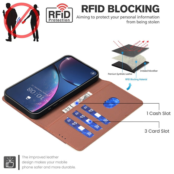 For Google Pixel 9 Color Matching RFID Anti-theft Leather Phone Case(Brown)