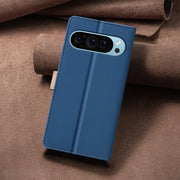 For Google Pixel 9 Color Matching RFID Anti-theft Leather Phone Case(Blue)