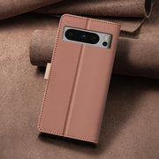 For Google Pixel 9 Pro Color Matching RFID Anti-theft Leather Phone Case(Brown)