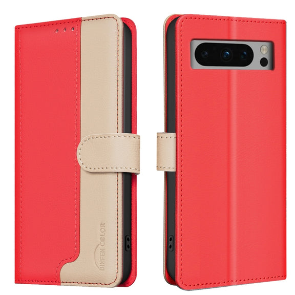 For Google Pixel 9 Pro Color Matching RFID Anti-theft Leather Phone Case(Red)