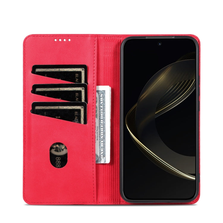 For Samsung Galaxy S25 5G AZNS Magnetic Calf Texture Flip Leather Phone Case(Red)