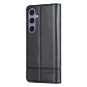 For Samsung Galaxy S25 5G AZNS Magnetic Calf Texture Flip Leather Phone Case(Black)