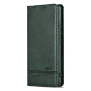 For Samsung Galaxy S25 5G AZNS Magnetic Calf Texture Flip Leather Phone Case(Dark Green)