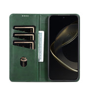 For Samsung Galaxy S25 5G AZNS Magnetic Calf Texture Flip Leather Phone Case(Dark Green)