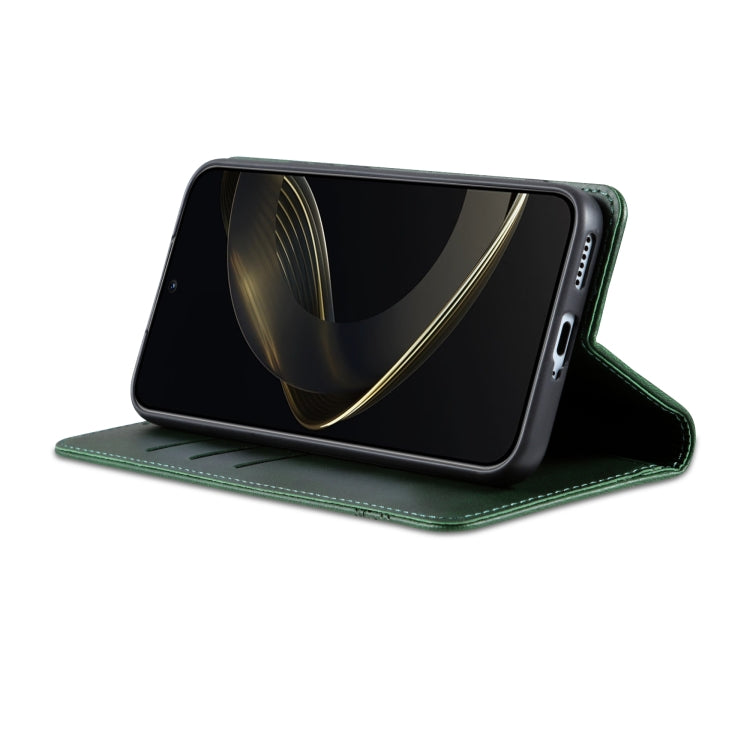 For Samsung Galaxy S25 5G AZNS Magnetic Calf Texture Flip Leather Phone Case(Dark Green)