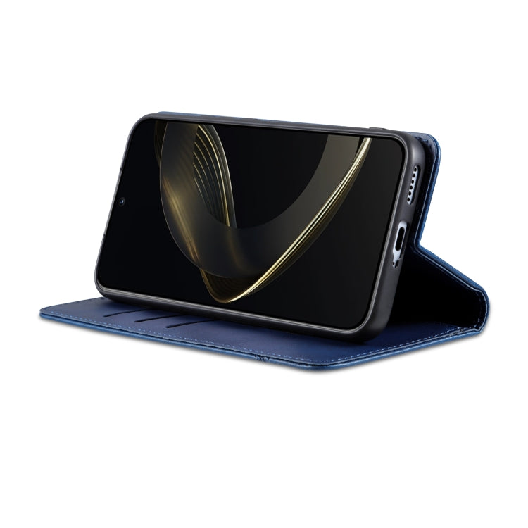 For Samsung Galaxy S25 5G AZNS Magnetic Calf Texture Flip Leather Phone Case(Dark Blue)