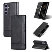 For Samsung Galaxy S25+ 5G AZNS Magnetic Calf Texture Flip Leather Phone Case(Black)