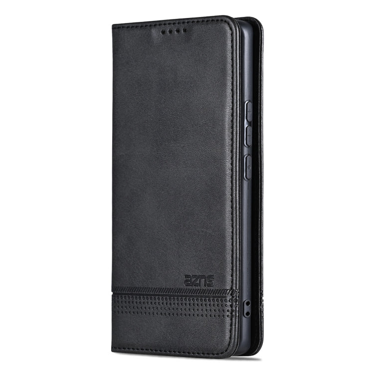 For Samsung Galaxy S25+ 5G AZNS Magnetic Calf Texture Flip Leather Phone Case(Black)