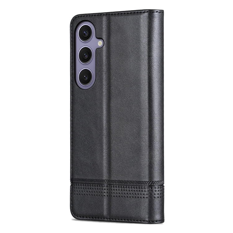 For Samsung Galaxy S25+ 5G AZNS Magnetic Calf Texture Flip Leather Phone Case(Black)