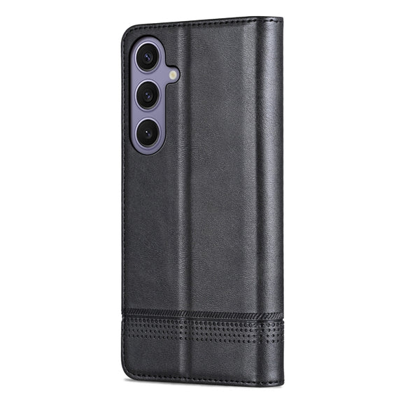 For Samsung Galaxy S25+ 5G AZNS Magnetic Calf Texture Flip Leather Phone Case(Black)