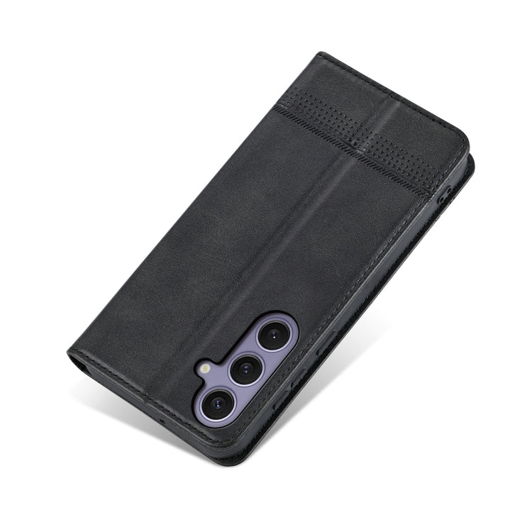 For Samsung Galaxy S25+ 5G AZNS Magnetic Calf Texture Flip Leather Phone Case(Black)