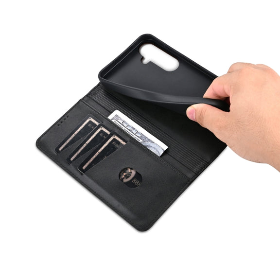 For Samsung Galaxy S25+ 5G AZNS Magnetic Calf Texture Flip Leather Phone Case(Black)