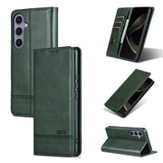 For Samsung Galaxy S25+ 5G AZNS Magnetic Calf Texture Flip Leather Phone Case(Dark Green)