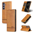 For Samsung Galaxy S25+ 5G AZNS Magnetic Calf Texture Flip Leather Phone Case(Light Brown) - free shipping - PMC Jewellery - Order now!