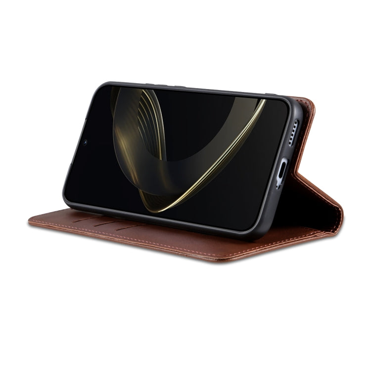 For Samsung Galaxy S25+ 5G AZNS Magnetic Calf Texture Flip Leather Phone Case(Dark Brown)