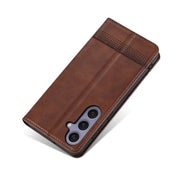For Samsung Galaxy S25+ 5G AZNS Magnetic Calf Texture Flip Leather Phone Case(Dark Brown)