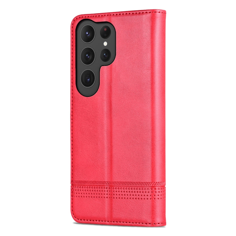 For Samsung Galaxy S25 Ultra 5G AZNS Magnetic Calf Texture Flip Leather Phone Case(Red)