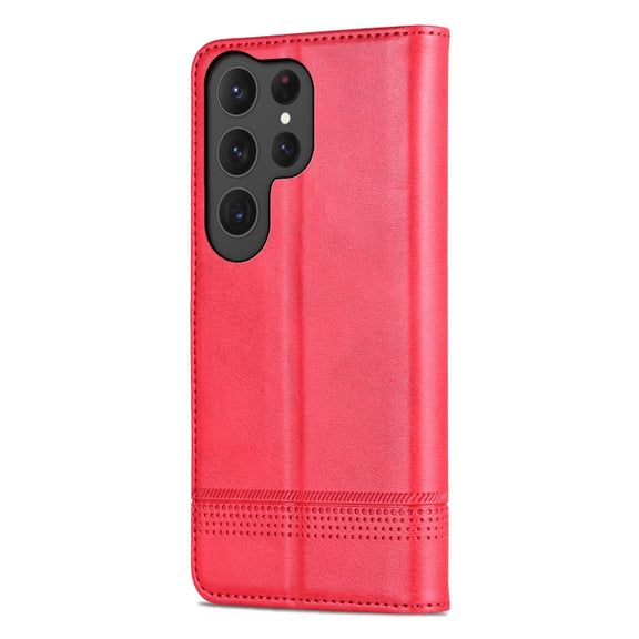 For Samsung Galaxy S25 Ultra 5G AZNS Magnetic Calf Texture Flip Leather Phone Case(Red)