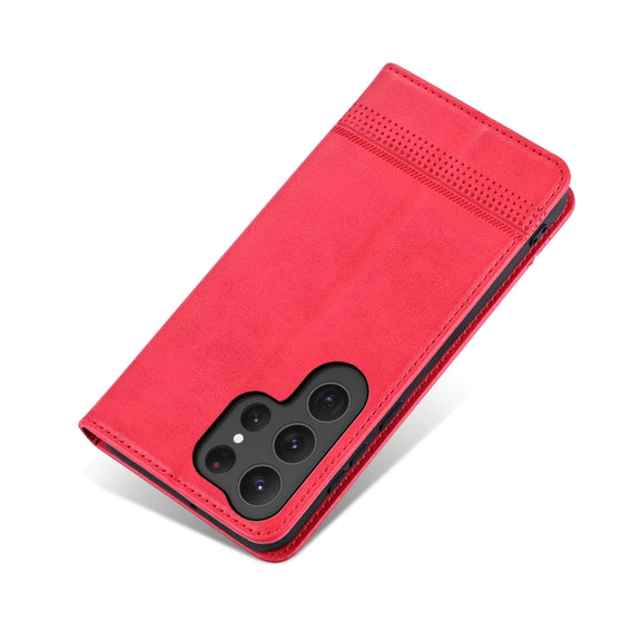 For Samsung Galaxy S25 Ultra 5G AZNS Magnetic Calf Texture Flip Leather Phone Case(Red)