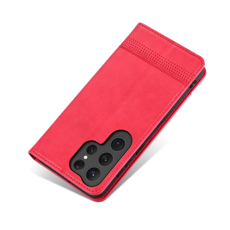For Samsung Galaxy S25 Ultra 5G AZNS Magnetic Calf Texture Flip Leather Phone Case(Red)